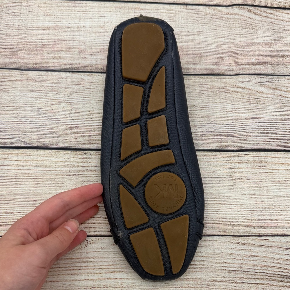 Michael Kors Navy Flats with Gold Logo - Picture 15 of 15